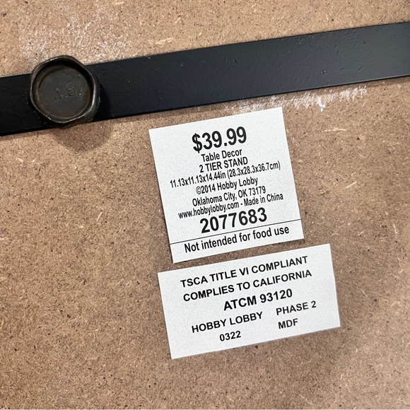 Rustic Wood and Metal Two Tier Tray Stand Hobby Lobby White Farmhouse Decor - Picture 4 of 9